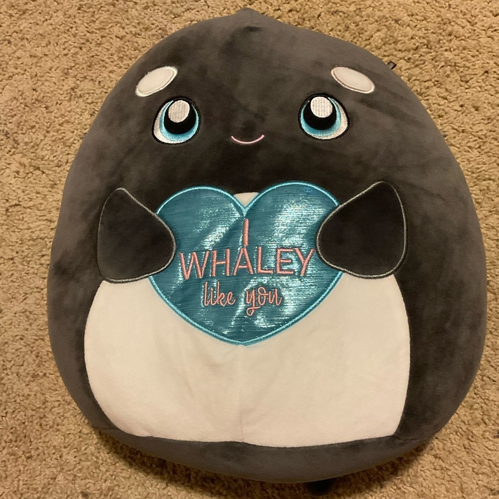 Squishmallows Black and White Whale Plush